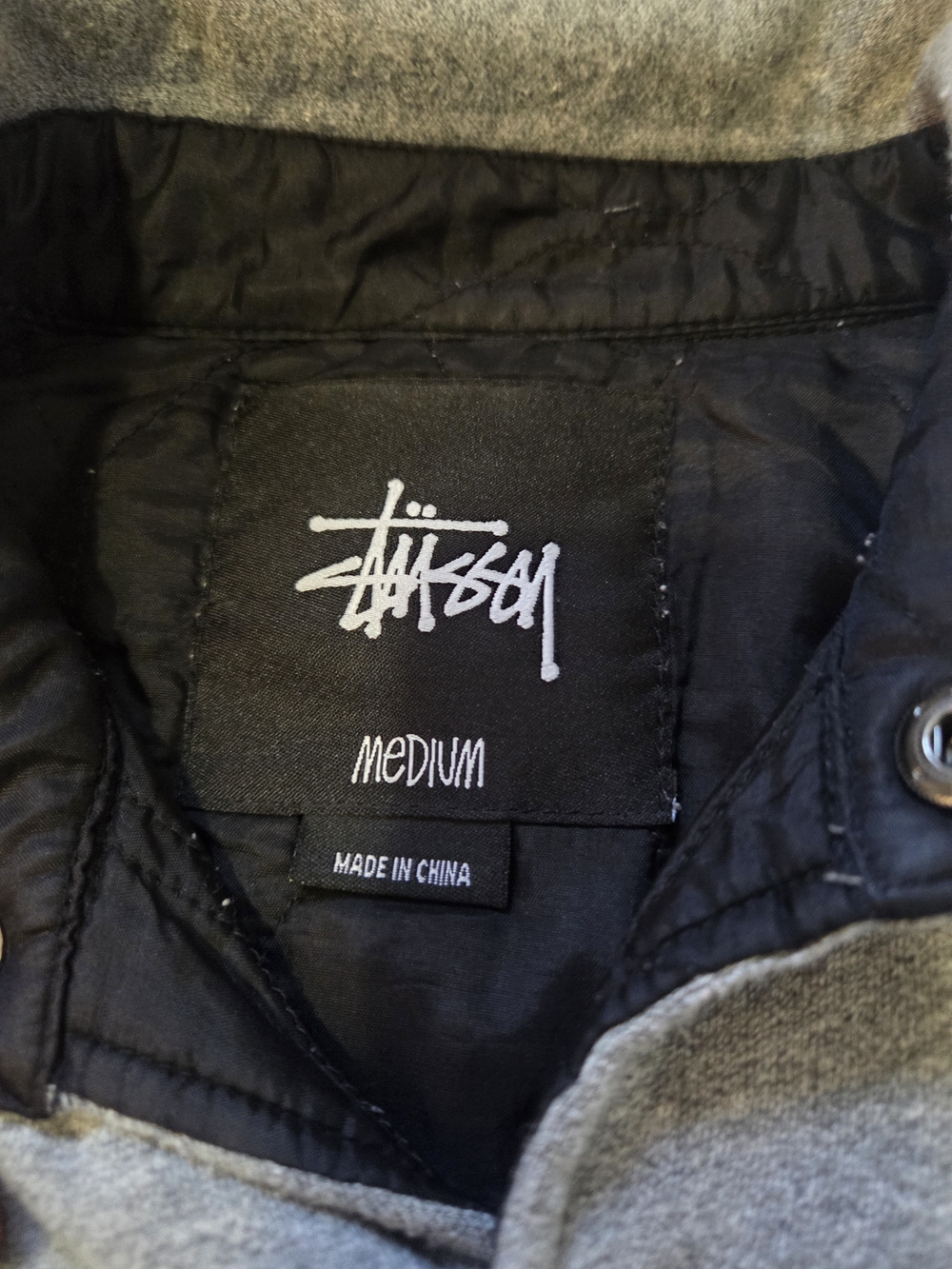 Grey Stüssy fleece Jacket Mens Medium - Picture 6 of 16